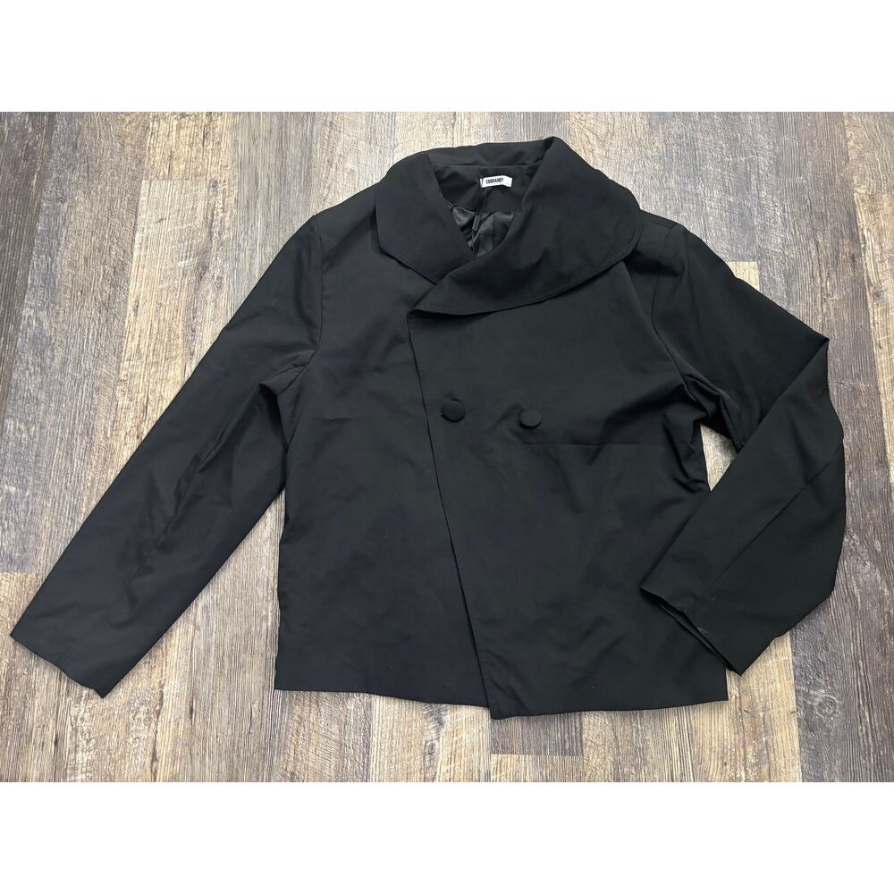 Coofandy Mens Double Breasted Jacket Black Shawl Collar Asymmetrical Blazer L‎